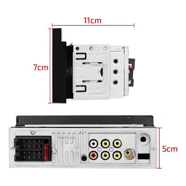 Central Multimídia 1 Din Mp6 Mp5 Android Auto Carplay Via Cabo Touch - Imagem 3