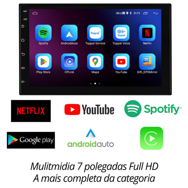 Central Multimidia Android 13 Android Auto Carplay Sem Fio - Imagem 3