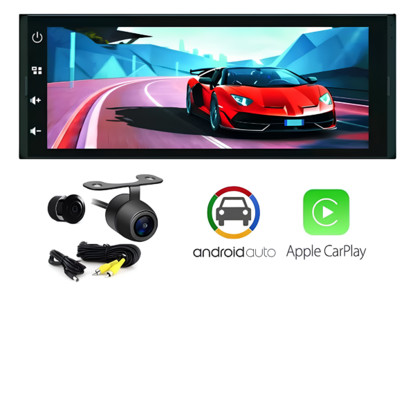 Central Multimídia 1 Din Mp6 Mp5 Android Auto Carplay Via Cabo Touch - Imagem 2
