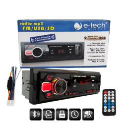Som Automotivo Etech Light Com 2 Usb Bluetooth E Leitor De Cartão Sd