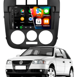 Central Multímidia Mp5 Android Auto Carplay Sem Fio + Moldura Gol G4 Camera De Ré