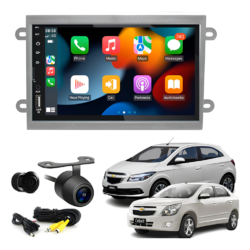 Central Multímidia Mp5 Android Auto Carplay Sem Fio + Moldura Onix Camera De Ré