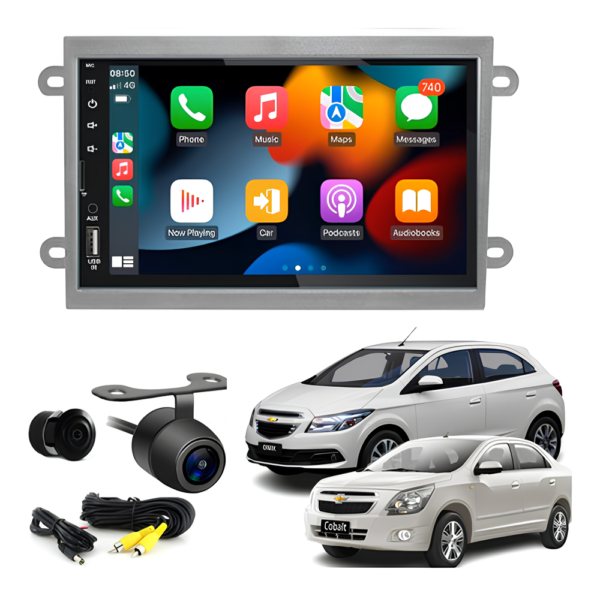 Central Multímidia Mp5 Android Auto Carplay Sem Fio + Moldura Onix Camera De Ré