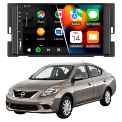 Central Multímidia Mp5 Android Auto Carplay Sem Fio + Moldura Nissan Versa Camera De Ré