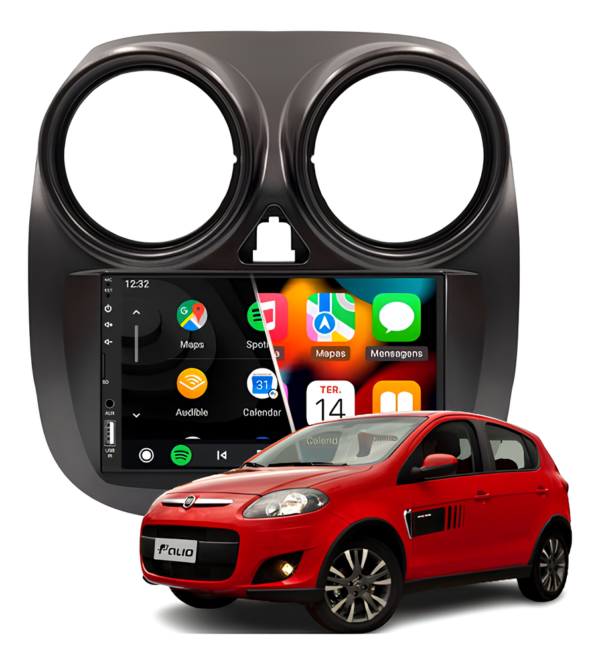 Central Multímidia Mp5 Android Auto Carplay Sem Fio + Moldura Palio Sporting/Attractive Camera De Ré
