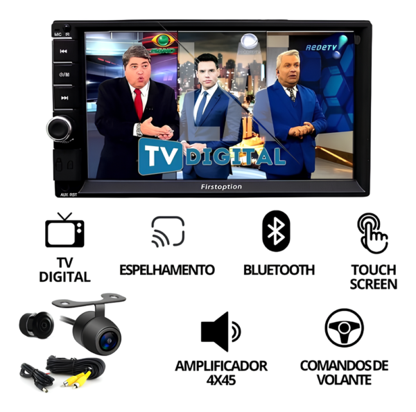 Central Mp5 Com Tv Digital Bluetooth Usb Espelhamento - Imagem 2