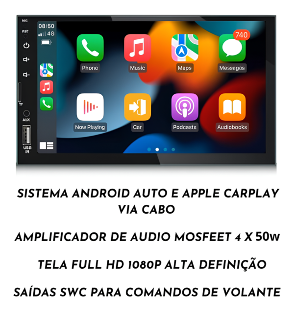 Central Multímidia Mp5 Android Auto Carplay Sem Fio - Imagem 3
