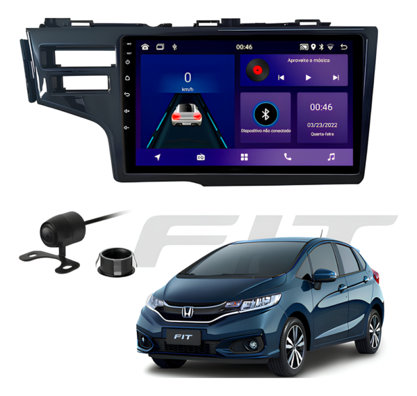 Central Multímidia 9 Polegadas 4gb 64gb Android 13 Octacore Android Auto Carplay Sem Fio Qled + Moldura New Fit Camera De Ré