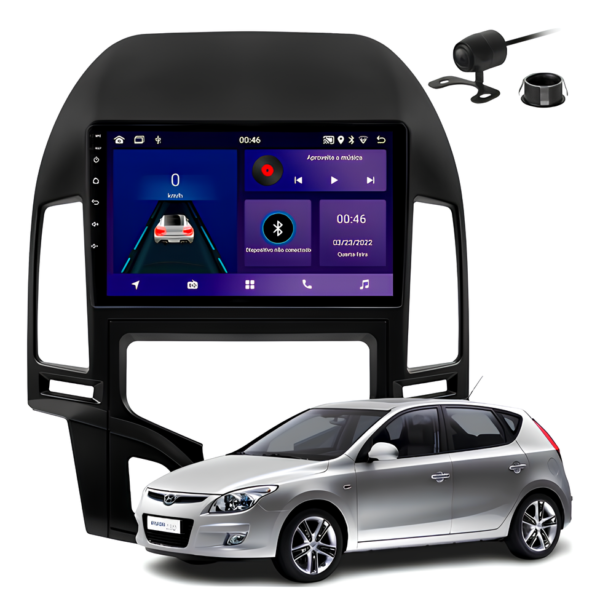 Central Multímidia 9 Polegadas 4gb 64gb Android 13 Octacore Android Auto Carplay Sem Fio Qled + Moldura Hyundai I30 Camera De Ré