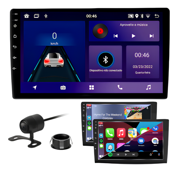 Central Multimídia 9 Polegadas Android 12 Sistema Android Auto Carplay Via Bluetooth 2GB Ram 32 GB Memória