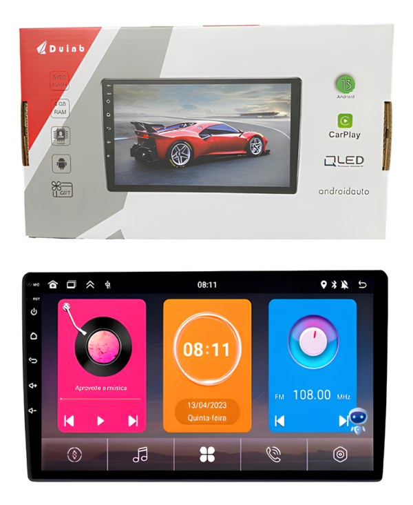 Central Multimidia Duinb 9 Polegadas Android Auto Carplay Sem Fio 4gb 64gb Octacore Qled