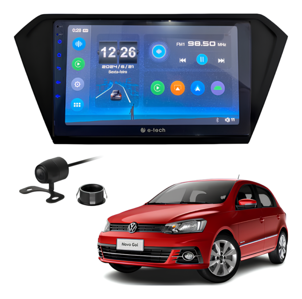 Central Multímidia Mp5 9 Polegadas Android Auto Carplay Sem Fio + Moldura Gol G7 Camera De Ré
