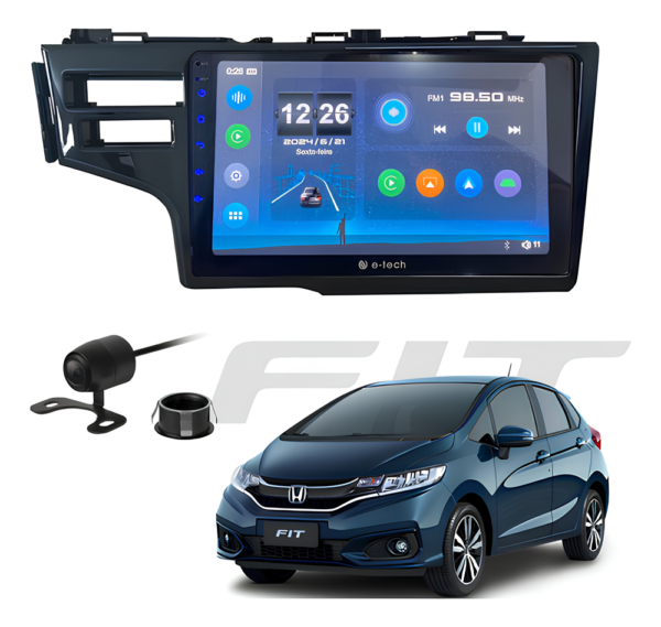 Central Multímidia Mp5 9 Polegadas Android Auto Carplay Sem Fio + Moldura New Fit Camera De Ré