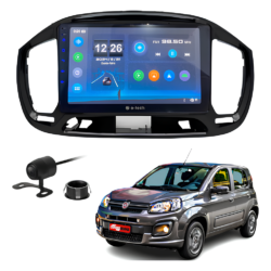 Central Multímidia Mp5 9 Polegadas Android Auto Carplay Sem Fio + Moldura Fiat Uno Camera De Ré