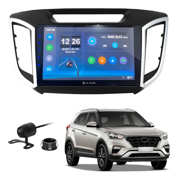 Central Multímidia Mp5 9 Polegadas Android Auto Carplay Sem Fio + Moldura Hyundai Creta Camera De Ré