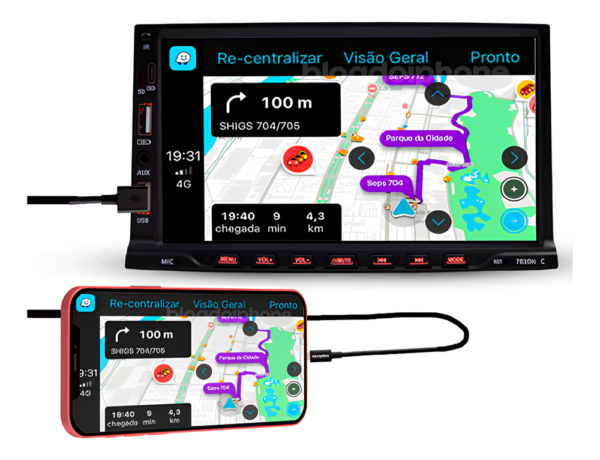 Central Multímidia Mp5 Android Auto Carplay Via Cabo - Imagem 2