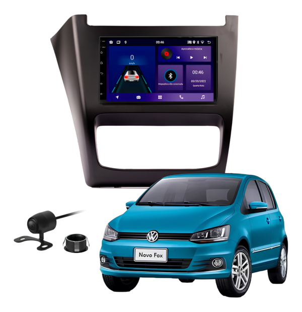 Central Multímidia 7 Polegadas Octacore 4gb 64gb Android Auto Carplay Sem Fio + Moldura Fox SpaceFox Camera De Ré
