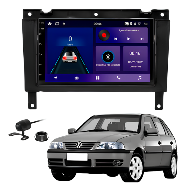 Central Multímidia 7 Polegadas Octacore 4gb 64gb Android Auto Carplay Sem Fio + Moldura Gol G3 Camera De Ré
