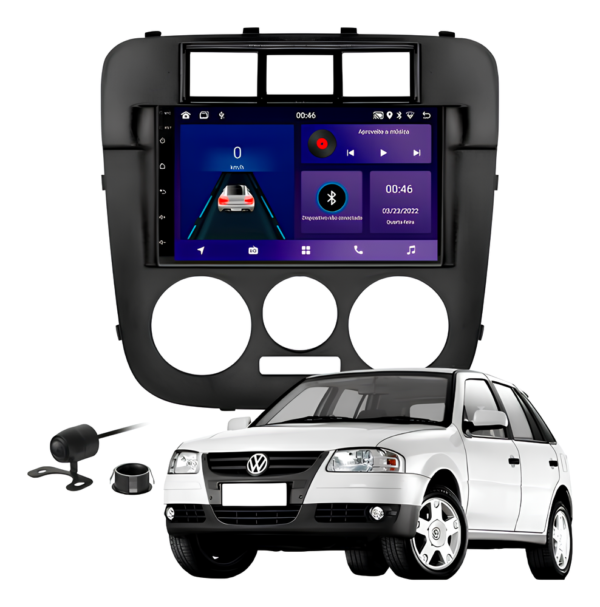 Central Multímidia 7 Polegadas Octacore 4gb 64gb Android Auto Carplay Sem Fio + Moldura Gol G4 Camera De Ré