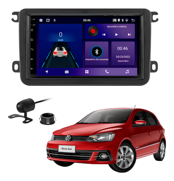 Central Multímidia 7 Polegadas Octacore 4gb 64gb Android Auto Carplay Sem Fio + Moldura Gol G7 Camera De Ré