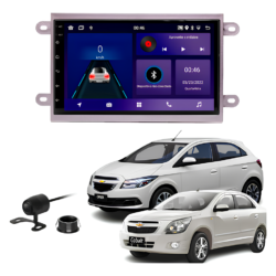 Central Multímidia 7 Polegadas Octacore 4gb 64gb Android Auto Carplay Sem Fio + Moldura Onix Cobalt Camera De Ré