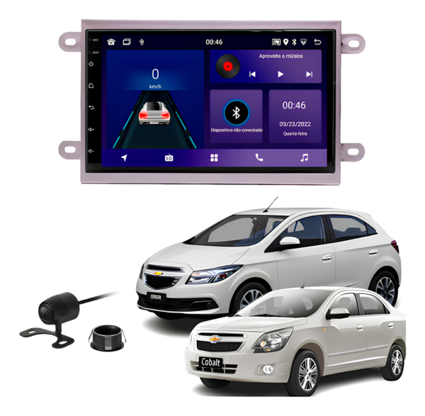 Central Multímidia 7 Polegadas Octacore 4gb 64gb Android Auto Carplay Sem Fio + Moldura Onix Cobalt Camera De Ré