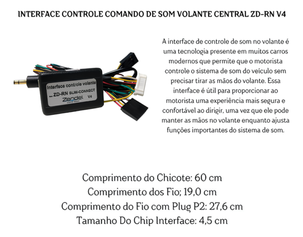 Interface Controle De Volante Unick Renault ZD-RN V4 Zendel - Imagem 4