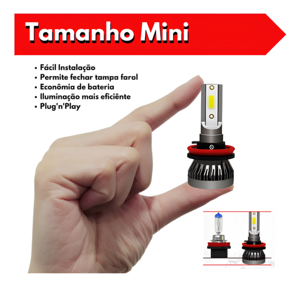 Kit Ultra Led Nano Mini 22000 Lumens 6500k Alto Baixo Milha - Imagem 7