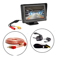 Monitor Tela 4.3 + Câmera De Ré Borboleta E Cabo Adicional 10 Metros
