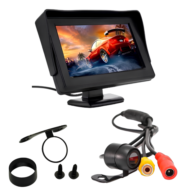 Monitor Tela 4.3 Retrátil Lcd Tft Veicular Dvd + Câmera De Ré