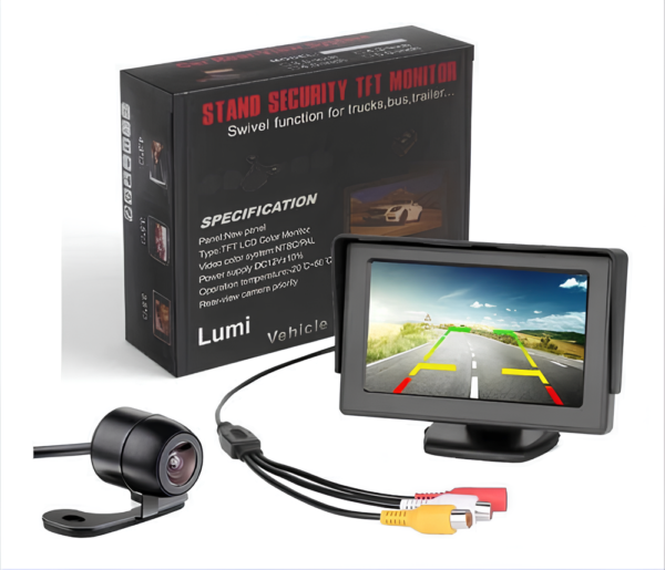 Monitor Tela 4.3 Retrátil Lcd Tft Veicular Dvd + Câmera De Ré - Imagem 2
