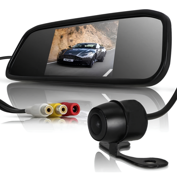 Retrovisor Lcd + Câmera De Ré Com Cabo Adicional Total 10m
