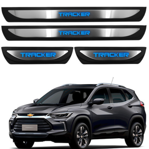 Kit 7 Soleiras em Led GM Tracker 4 Portas Aço Inox Escovado