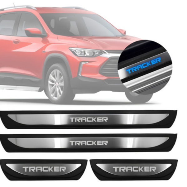 Kit 7 Soleiras em Led GM Tracker 4 Portas Aço Inox Escovado - Imagem 2