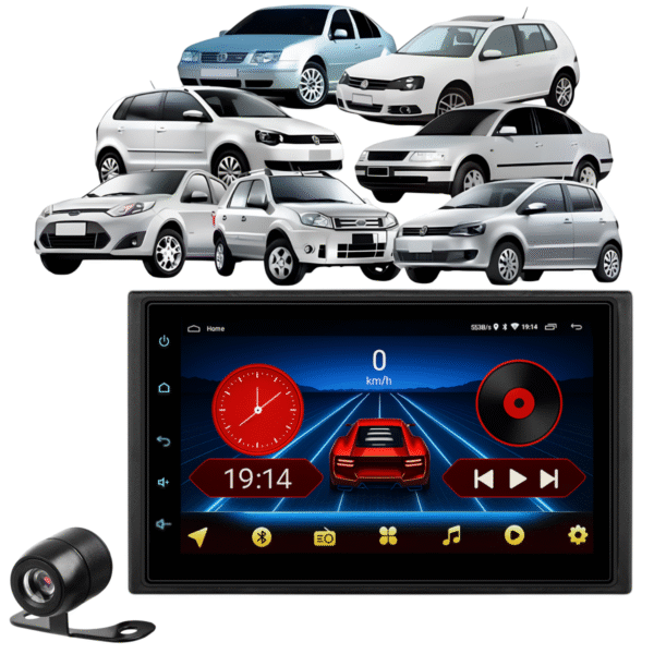 Central Multimídia Android 13 Carplay Android Auto Sem Fio 2gb 64gb Quadcore + Moldura Ecosport Camera De Ré
