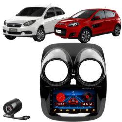 Central Multimídia Android 13 Carplay Android Auto Sem Fio 2gb 64gb Quadcore + Moldura Palio Sporting Attractive Camera De Ré