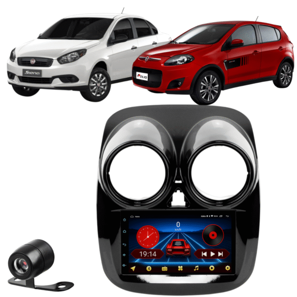 Central Multimídia Android 13 Carplay Android Auto Sem Fio 2gb 64gb Quadcore + Moldura Palio Sporting Attractive Camera De Ré