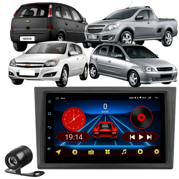 Central Multimídia Android 13 Carplay Android Auto Sem Fio 2gb 64gb Quadcore + Moldura Corsa Vectra Montana Meriva Camera De Ré