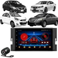 Central Multimídia Android 13 Carplay Android Auto Sem Fio 2gb 64gb Quadcore + Moldura Nissan Versa March Sentra Camera De Ré