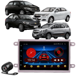 Central Multimídia Android 13 Carplay Android Auto Sem Fio 2gb 64gb Quadcore + Moldura Onix Cobalt Camera De Ré