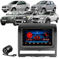 Central Multimídia Android 13 Carplay Android Auto Sem Fio 2gb 64gb Quadcore + Moldura Palio Siena Strada Idea Camera De Ré