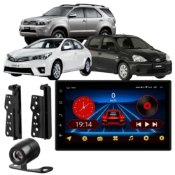 Central Multimídia Android 13 Carplay Android Auto Sem Fio 2gb 64gb Quadcore + Moldura Etios Corolla Hilux Rav Camera De Ré