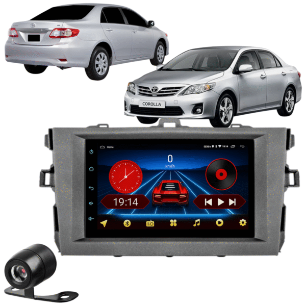 Central Multimídia Android 13 Carplay Android Auto Sem Fio 2gb 64gb Quadcore + Moldura Corolla Camera De Ré