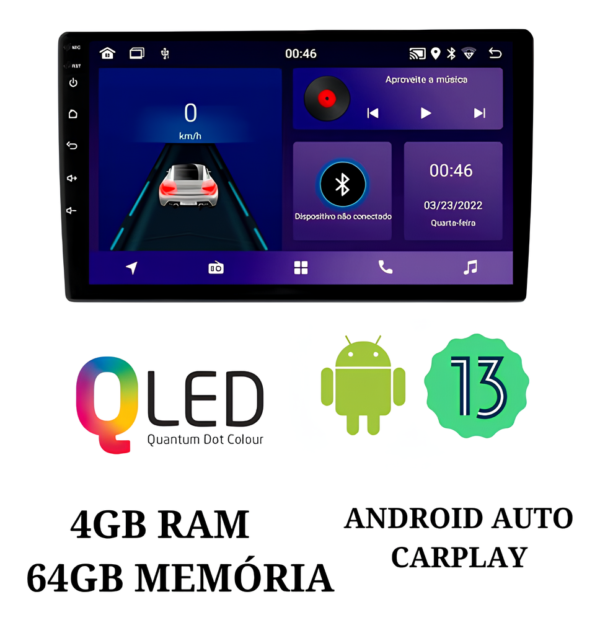 Central Multímidia 9 Polegadas 4gb 64gb Android 13 Octacore Android Auto Carplay Sem Fio Qled + Moldura Volkswagen Nivus Polo Virtus Camera De Ré - Imagem 3