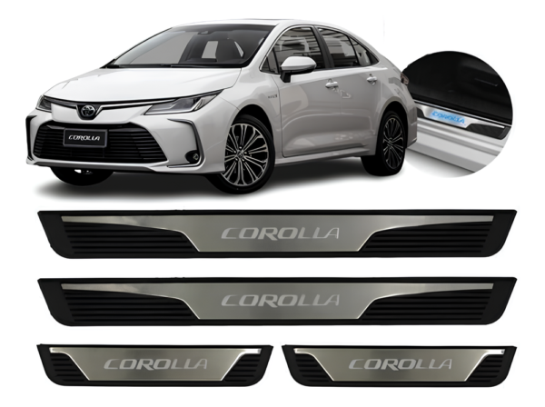 Kit Soleiras Em Led Toyota Corolla 2015 2019 Aço Inox Escovado