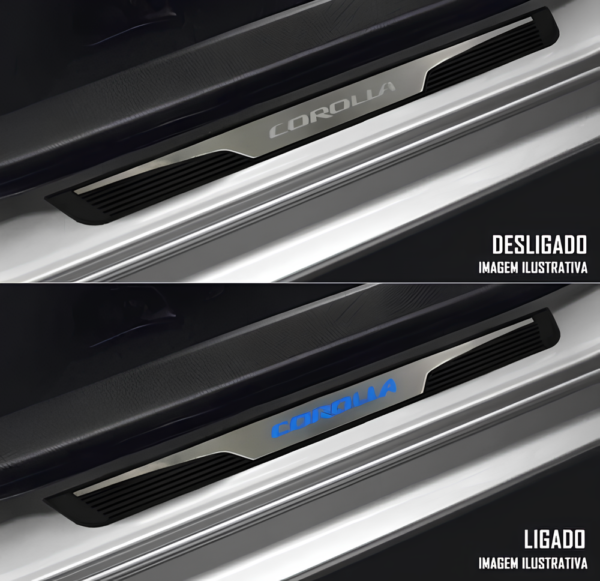 Kit Soleiras Em Led Toyota Corolla 2015 2019 Aço Inox Escovado - Imagem 2