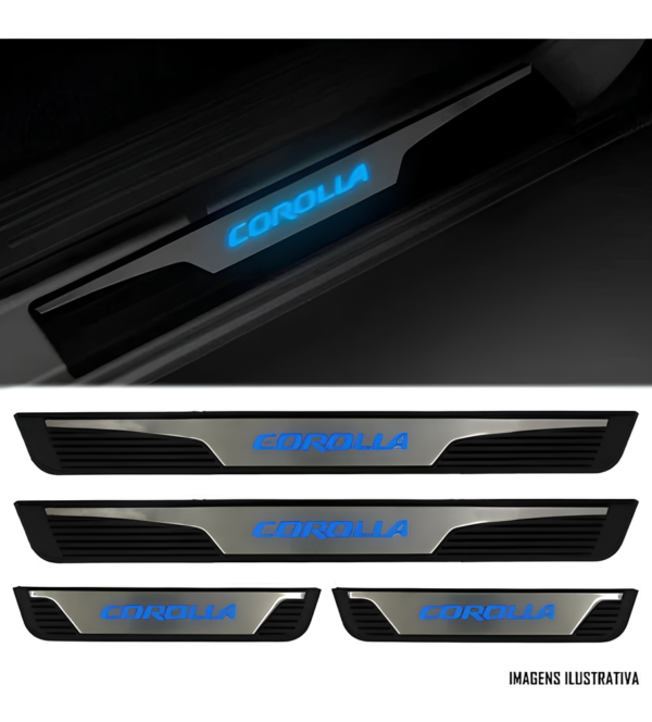 Kit Soleiras Em Led Toyota Corolla 2015 2019 Aço Inox Escovado - Imagem 3