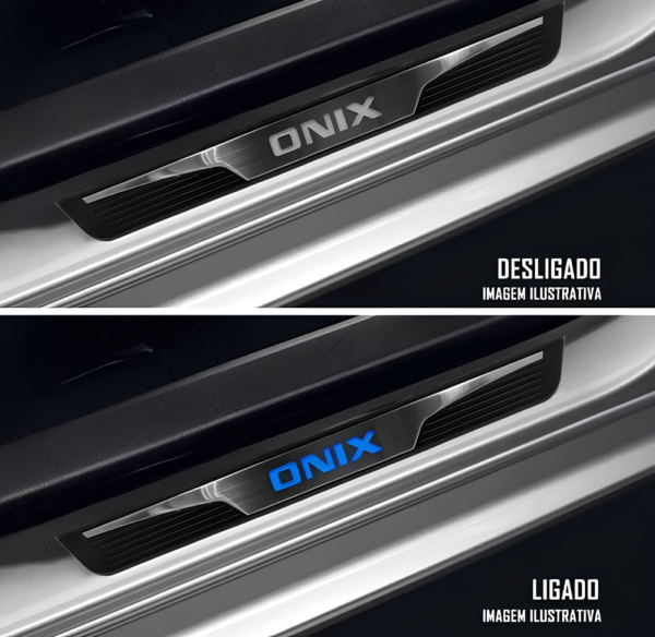 Kit Soleiras Em Led Gm Onix 2013 2022 Aço Inox Escovado - Imagem 2