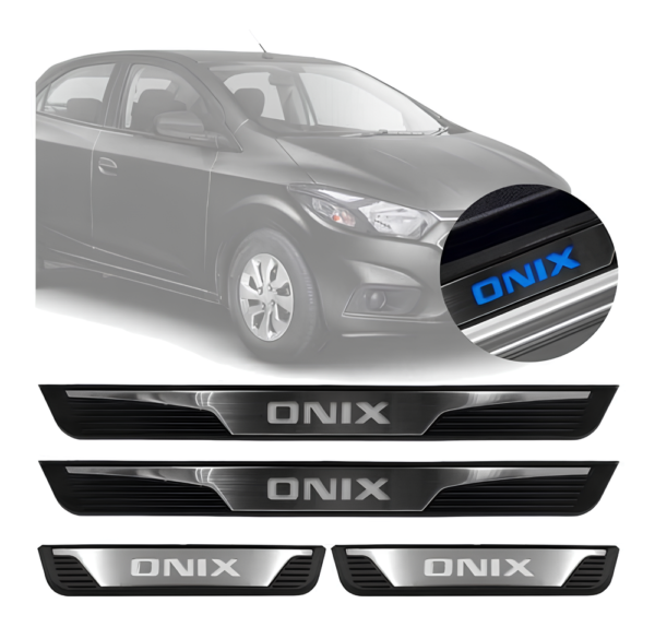 Kit Soleiras Em Led Gm Onix 2013 2022 Aço Inox Escovado