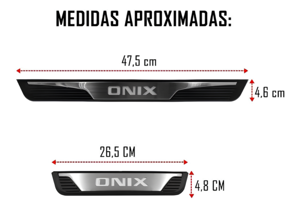 Kit Soleiras Em Led Gm Onix 2013 2022 Aço Inox Escovado - Imagem 4